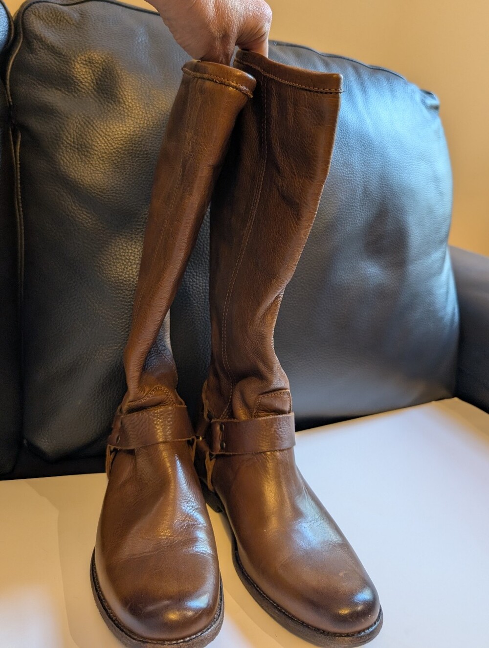 Frye Phillip Harness Tall leather riding boots size 7.5 BNWOB - Picture 3 of 11